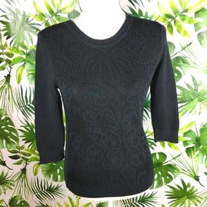 Banana Republic Floral Black Sweater (Size: X-Small)